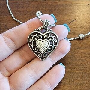BRIGHTON RENO pave heart Swarovski crystal pendant necklace‎
